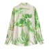 breasted Tropical Print long sleeve loose lapel shirt NSAM134628