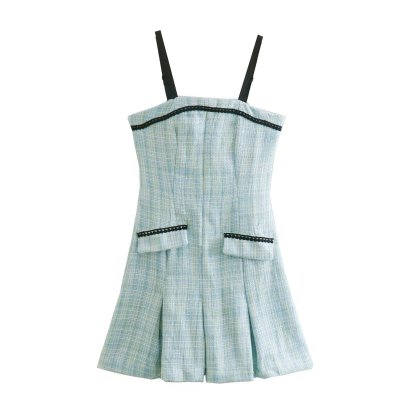 Suspender Backless Slim Color Matching Rough Spinning Dress NSAM134629
