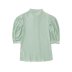 camisa holgada de color liso con manga abullonada y lazo NSAM134631