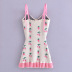 suspender backless slim cherry strawberry color matching knitted dress NSAM134637
