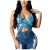 cross suspender backless lace-up sequin butterfly solid color/color matching vest-Multicolor NSSFN134648