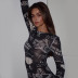long-sleeved tight high elastic round neck letter printing dress NSSFN134652