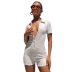 breasted solid color POLO collar tight high-waist short sleeve jumpsuit NSSFN134653