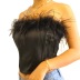 fishbone slim stitching furry tube top backless solid color vest NSSFN134659