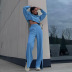 hooded long-sleeved high waist slit solid color top and pant Sweatshirt suit NSSFN134668