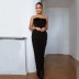pleated solid color tight stitching tube top backless long dress NSSFN134672
