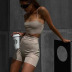 tight sling high waist solid color vest and shorts set NSSFN134676