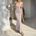 backless suspender slim high waist long solid color dress NSHTL134724