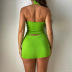 hanging neck backless low-cut tight solid color vest and skirt set NSHTL134732