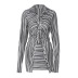 breasted zebra pattern long sleeve high waist slim top and skirt suit NSLKL134767