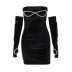 tube top pearl backless slim solid color dress with sleeve covers NSLKL134768
