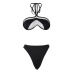 Conjunto de dos piezas de bikini transparente a juego con cordones, cintura alta, cuello colgante, espalda descubierta NSLKL134784