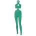 hanging neck backless wrap chest high waist slim solid color jumpsuit NSHTL134789