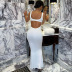 U-neck slim backless sling high waist long solid color dress NSHTL134797