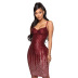 sling sequin wrap chest tight backless high waist dress NSYMS134799