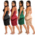 deep V sling slit backless tight solid color dress NSYMS134818
