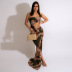 printing hollow slit single-shoulder sling backless slim dress NSYMS134831