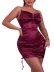 low-cut backless chain sling tight drawstring solid color dress NSDWT134851