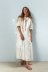 breasted solid color loose Hollow Embroidery Long Sleeve Dress NSAM134857