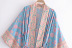 loose long sleeve lace-up slit flower print kimono dress NSAM134871