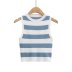 round neck slim short solid color/striped knitted vest-Multicolor NSAM134872