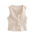 button solid color square neck sleeveless vest NSAM134873