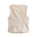 button solid color square neck sleeveless vest NSAM134873