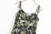 suspender low-cut backless lace-up flower print dress NSAM134878