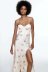cross sling backless lace-up slim slit floral dress NSAM134882