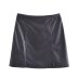 falda de cuero de imitación de color sólido de cintura alta delgada con costuras de bolsillo NSAM134886