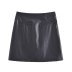 pocket stitching slim high waist solid color imitation leather skirt NSAM134886