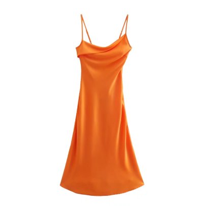Suspender Slim Backless Solid Color Dress NSAM134900