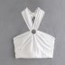 hanging neck backless slim short solid color vest NSAM134906