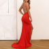 cross sling backless slit high waist mopping solid color dress NSDWT134909