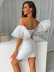 tube top puff sleeve backless tight short solid color dress NSDWT134931
