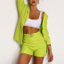 one button long sleeve high waist solid color blazer and shorts suit NSDWT134935