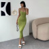 sling backless low-cut tight high waist solid color dress NSBLS134951