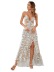 lace-up backless wrap chest slit suspender floral dress NSJKW134974
