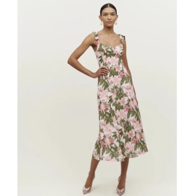 Sling Slim Backless Low-cut Flower Print Dress NSAM134881