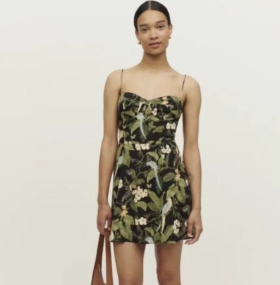 Suspender Low-cut Backless Lace-up Flower Print Dress NSAM134878