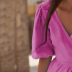 solid color cotton V-neck slit high-waisted A-line dress NSSQS134978