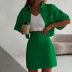 solid color short-sleeved shirt and high waist skirt set NSSQS134982