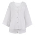 cotton solid color two-piece long-sleeved shirt and shorts set NSSQS134992