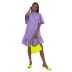 solid color turtleneck short-sleeved loose A-line dress NSSQS134994