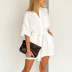 solid color Cotton Waist Crepe Short Sleeve Jumpsuit  NSSQS134995