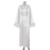 solid color faux lace feather stitching wrap dress NSSQS134999