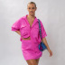cotton solid color short-sleeved shirt and skirt two-piece lounge set NSSQS135003