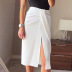 French style mid-length slit pleated skirt  NSSQS135007