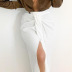 Falda plisada de corte medio estilo francés NSSQS135007