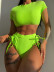 solid color short sleeve hollow straps high waist split swimwear set NSDA135028